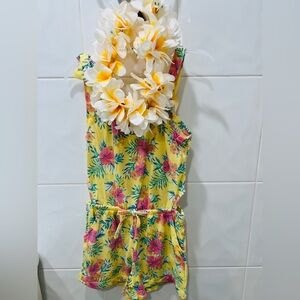 Girls Hawaii Sleeveless Floral Romper